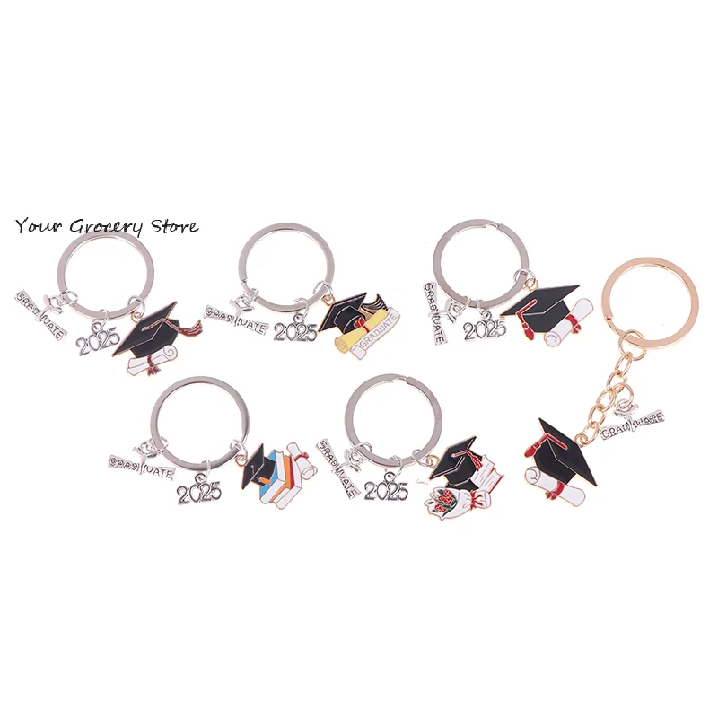 2025 졸업 가운 모자 키 체인 반지 학생 유행 졸업 펜던트 키 체인 반지 2025 키 체인 반지 클래스