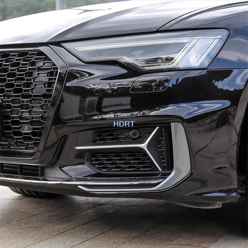 Car Style Front Shovel Racing Grille Tail Throat Wing Spoiler Fog Light Rear Window Blind Louver For Audi A6L A6 S6 C8 2019-2022