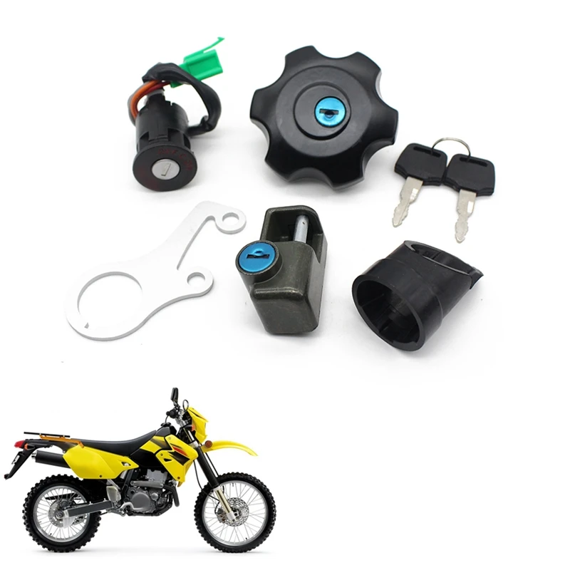 Motorcycle Ignition Key Switch Fuel Gas Cap Seat Lock Kit Replacement Parts For Suzuki DRZ400 DR-Z400SM 37101-29812 44200-29820