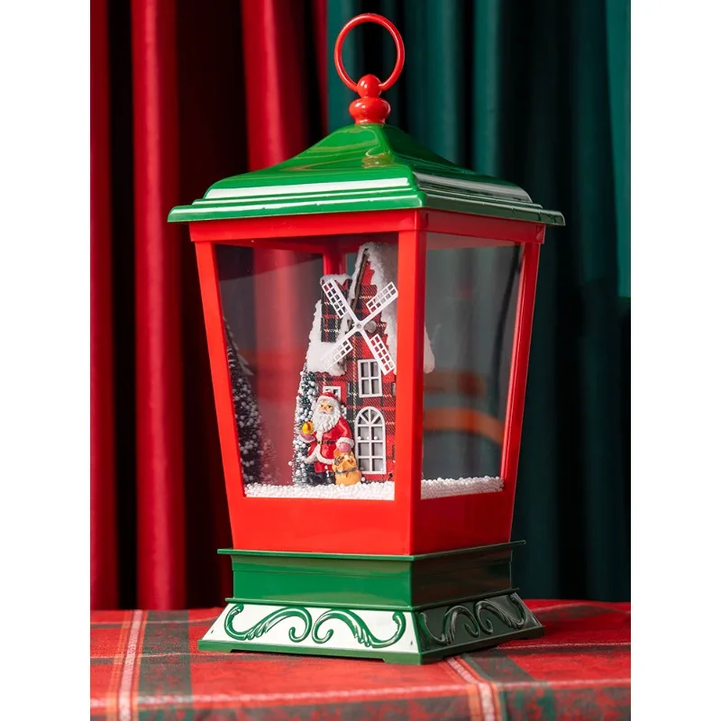 Santa Claus snow night lights, Christmas scene decoration