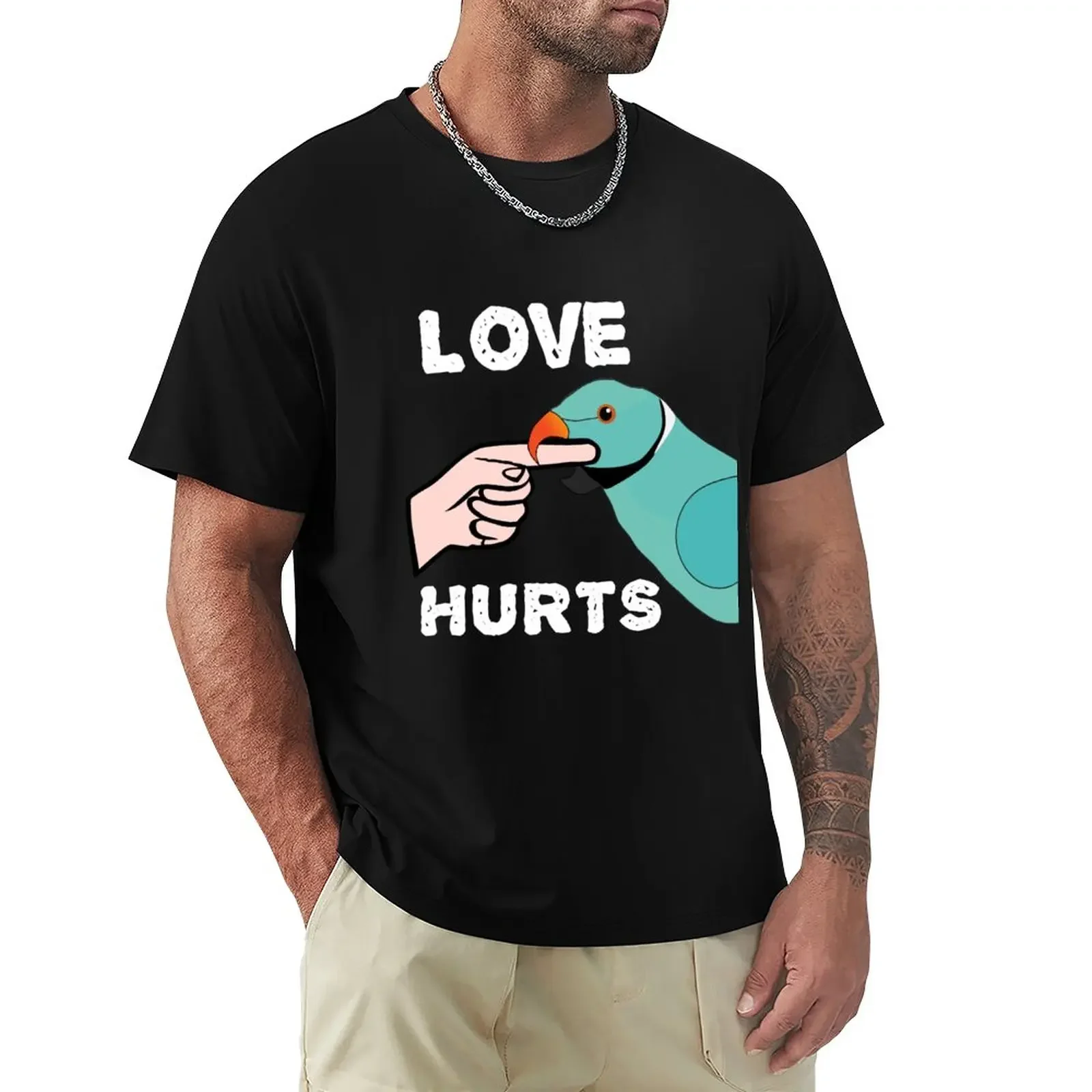 

Love Hurts Indian Ringneck Parrot biting T-Shirt shirts graphic tees korean fashion summer tops t shirts for men pack