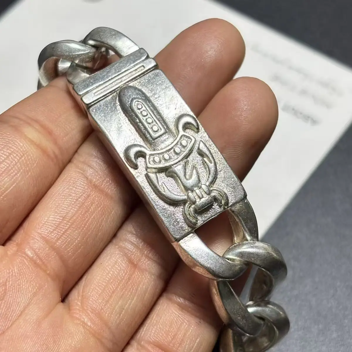 Hot selling vintage men's bracelets men's and women's hidden silver domineering vintage couple niche silver jewelry 2