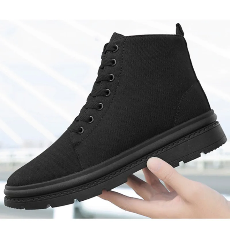 Men Boots Elevator Shoes Hidden Heels Canvas Heightening Shoes For Man Increase Insole 10CM 8CM 6CM Sports Casual Height Shoes