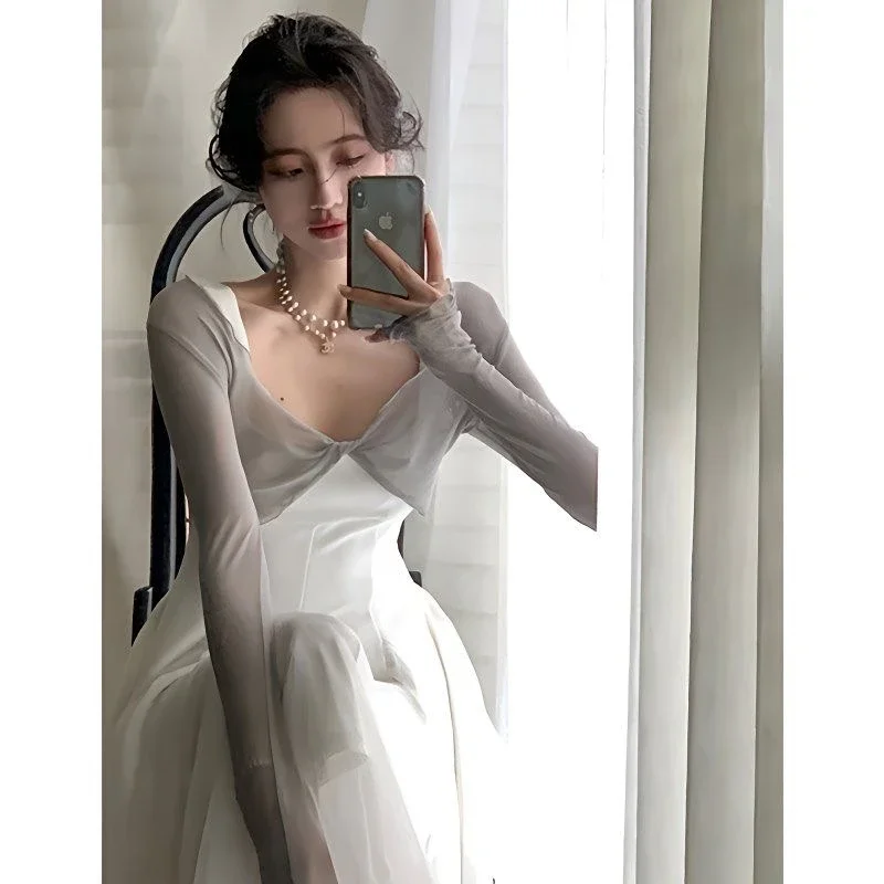 ملابس رقص باليه نسائية شبكية تغطي كم طويل خفيفة الوزن لليوجا الكلاسيكية الحديثة ممارسة الرقص يوتار القمم 2025 #2