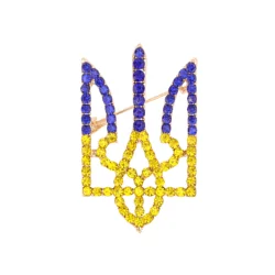 брошь Женская Insignia del Emblema Nacional de Ucrania Broche de Tridente de Diamantes de Imitación Brillantes Broche de Joyería de Lujo Regalo para Ella