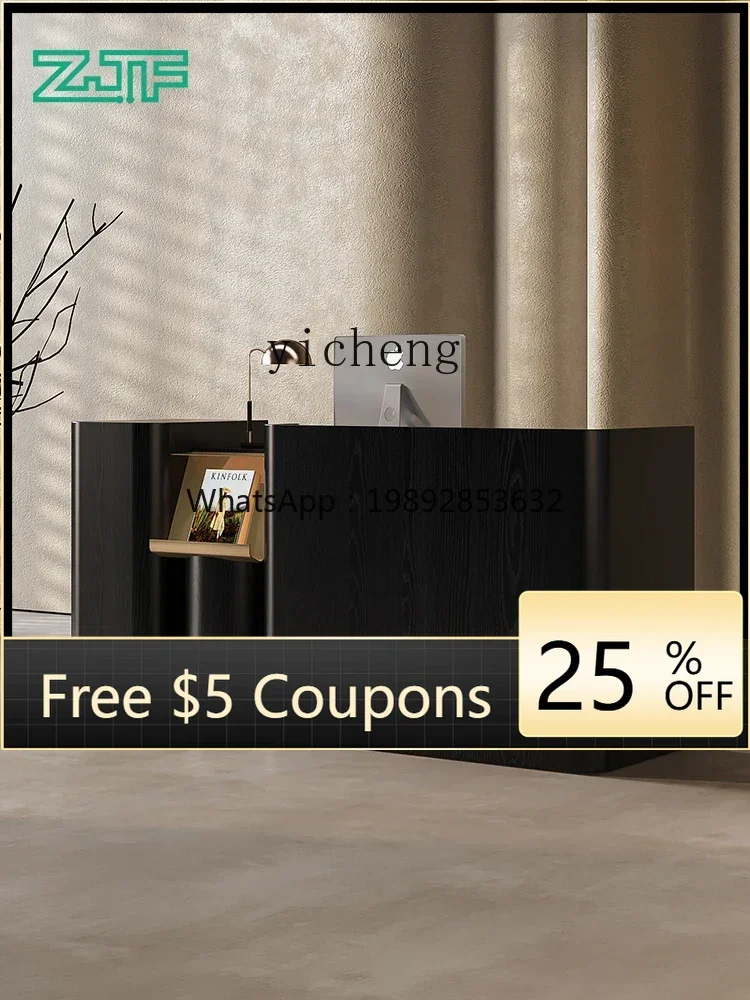 DD black light luxury checkout page counter modern simple company office front desk