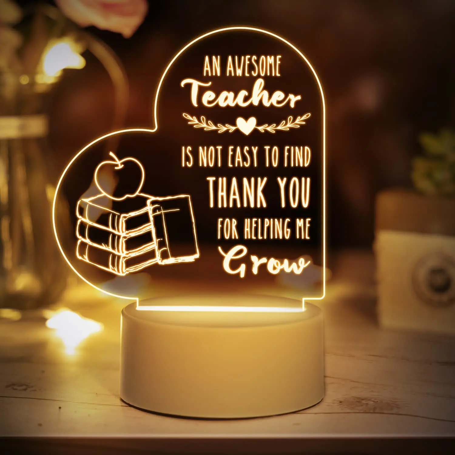 

Teacher Appreciation Gifts, Acrylic Night Light Thank You Gifts, Birthday Graduation Back to School Gifts Retirement for Teacher