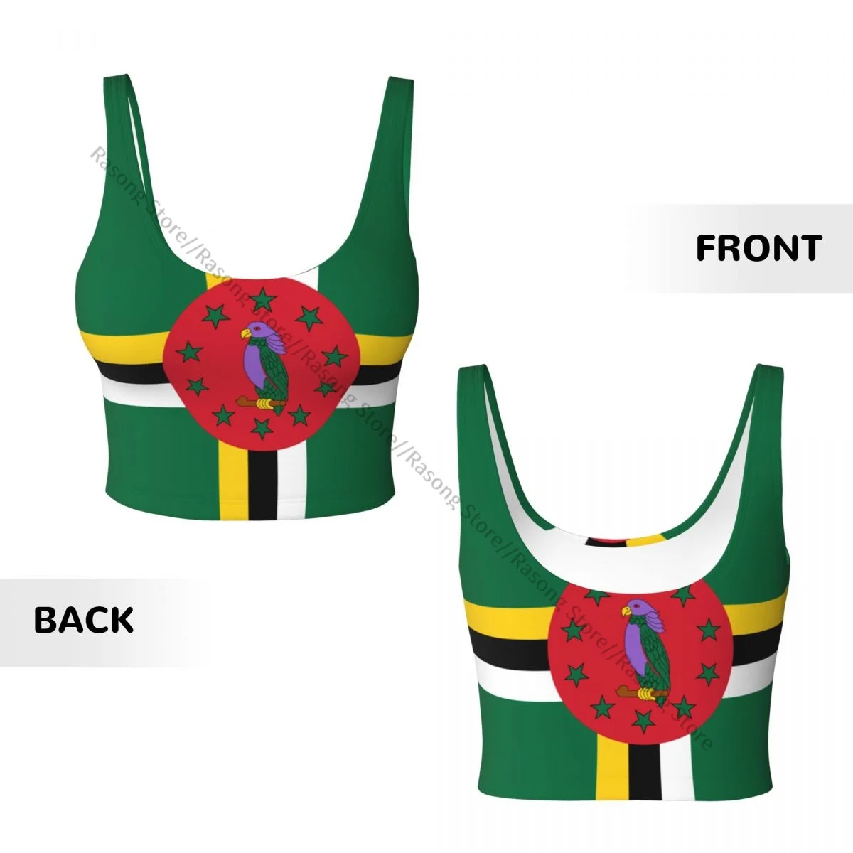 Yoga Vest Women Gym Sports Crop Tops Dominica Flag Streetwear Workout Breathable Tank Top Female