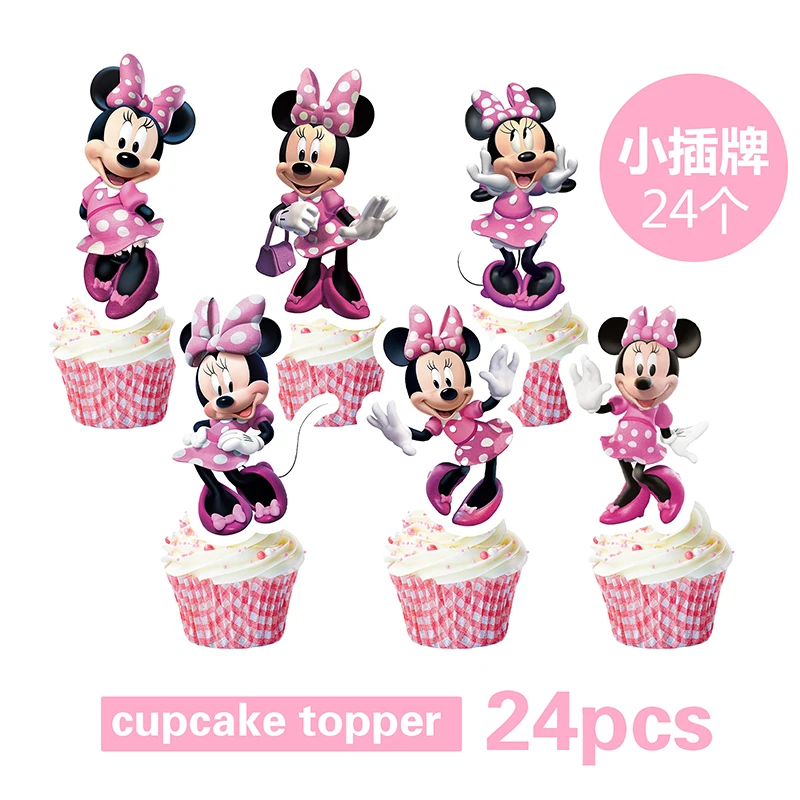 Disney Minnie Mouse Theme Birthday Party Shower Paper Disposable Tableware for girl favor DIY balloon Paper Cup Cake Plate Decor