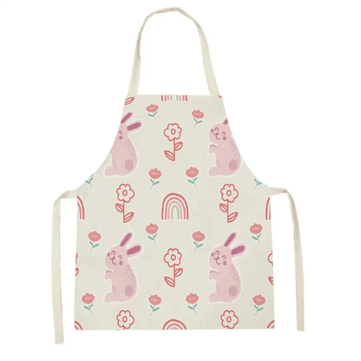 Fun lamb kitchen pink apron household cleaning cartoon kitten animal apron cooking baking kitchen children\'s bib