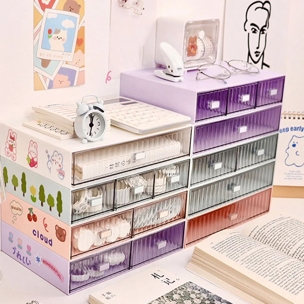 Scatola portaoggetti in plastica per applicazioni larghe per l'organizzazione fai-da-te ed efficiente Cancelleria a linea liscia Rosa 1 cassetto