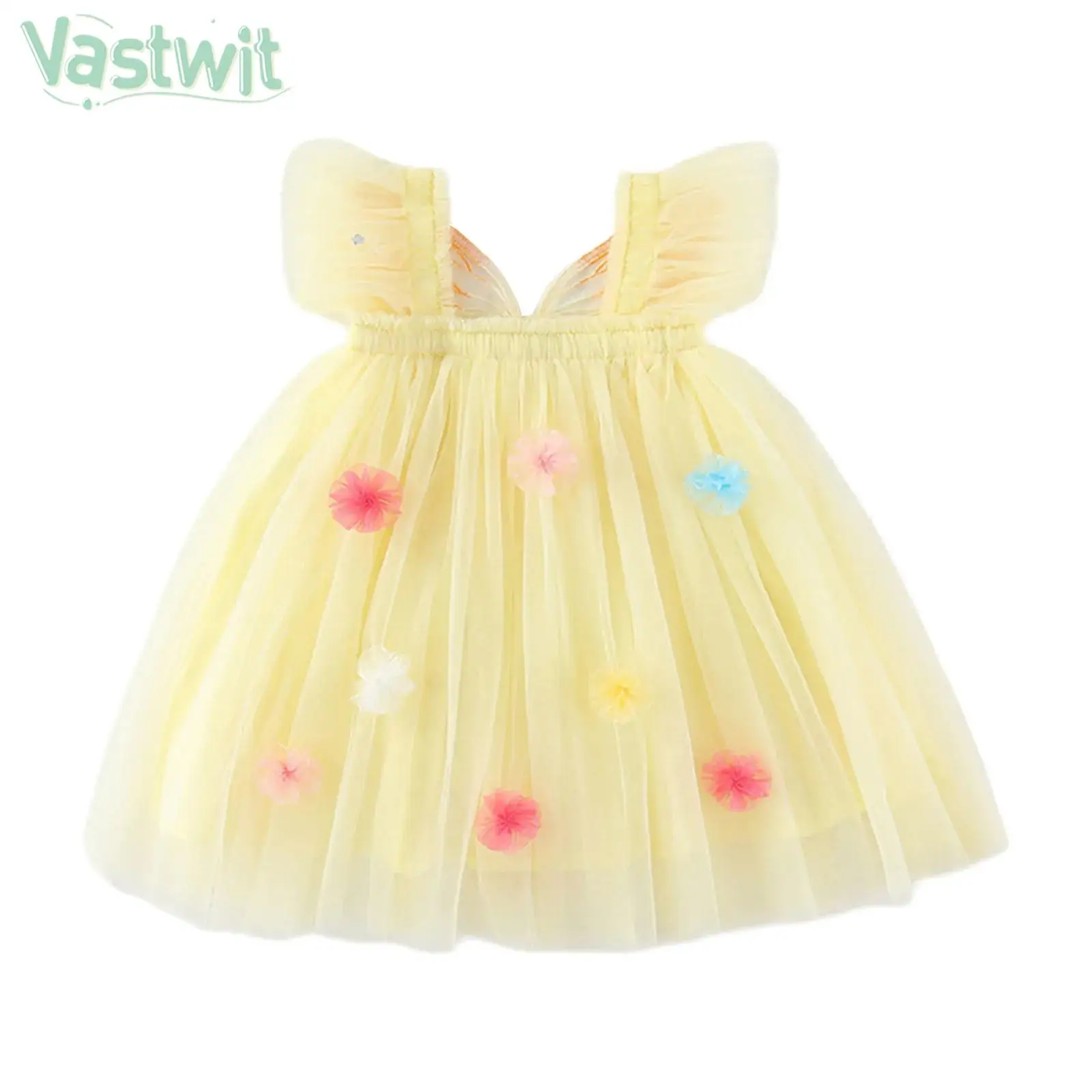

Infant Girls Cute Butterfly Wings Flowers Embroidery Princess Dress Tulle Tutu Ball Gown Birthday Party Photography Costume