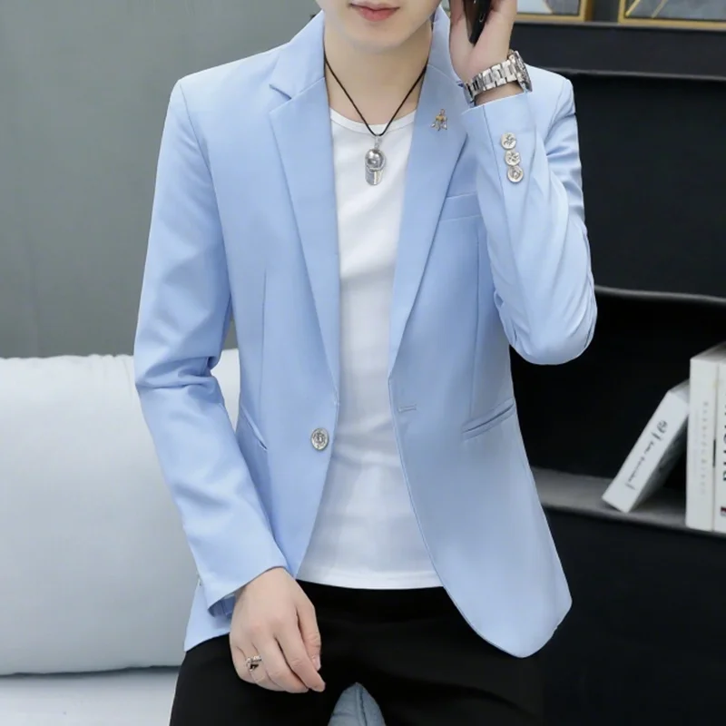 スタイリッシュなメンズプリントスリムフィットカジュアルスーツジャケット秋春ファッショナブルなシングルピースアッパーアパレルハンサムなアウターウェア