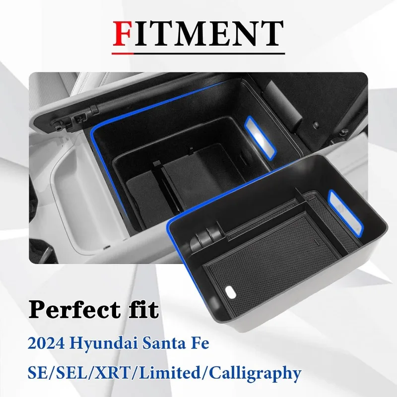 Center Console Organizer Tray Compatible with 2024 2025 Hyundai Santa Fe Interior Storage Box Insert Secondary Accessories (Armr
