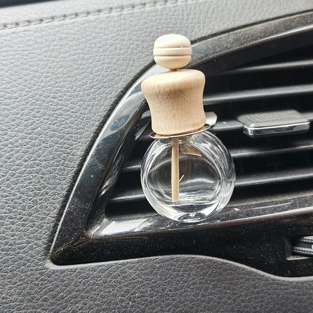 

6pcs Aromatherapy Bottles Car Scent Diffuser 10ml High Waist Round Essential Oil Air Freshener Wooden Reusable
