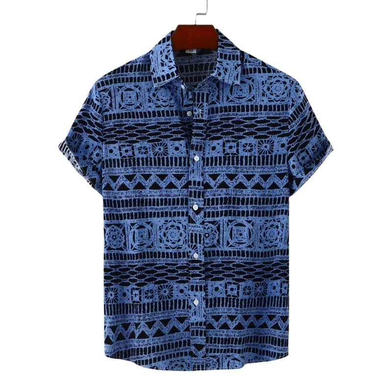 Luxury Men\'s Shirt Man T-shirt Tiki Fashion Shirts And Blouses Clothing Social T-shirts Hawaiian Cotton Oversize Free Shipping