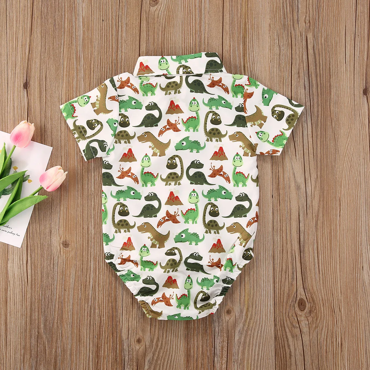 2024 Summer Newborn Gentleman Baby Boys Jumpsuit Casual Short Sleeve Cartoon Printed Romper with Solid Color Bow Tie Bodysuits