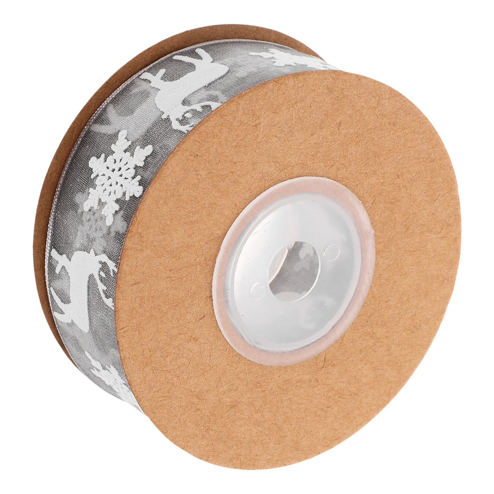 

1 Roll Grey Christmas Ribbon Snowflake Deer Pattern Polyester Ribbon Strong Toughness for Gift Wrapping Wedding Decor