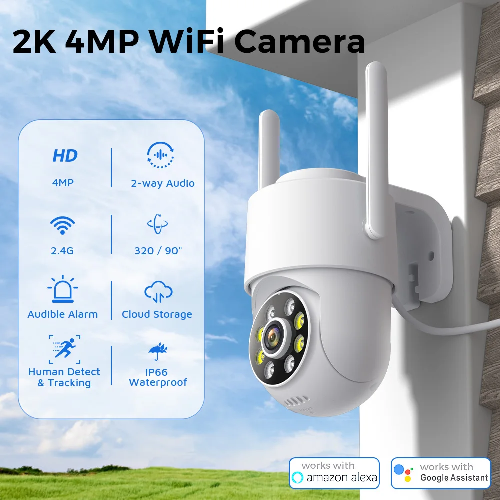 

4MP 2K Мини Wi-Fi камера с 4-кратным цифровым зумом Внутренняя IP-камера ночного видения для защиты дома ICsee APP