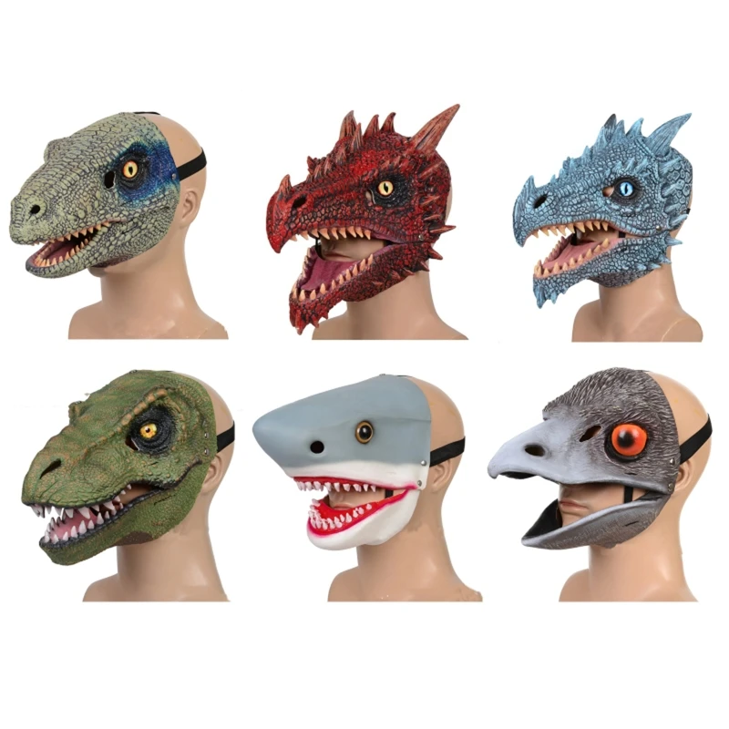 

Halloween Animal Mask shark ostrich Open Mouth Mask Latex Horror Headgear cosplay