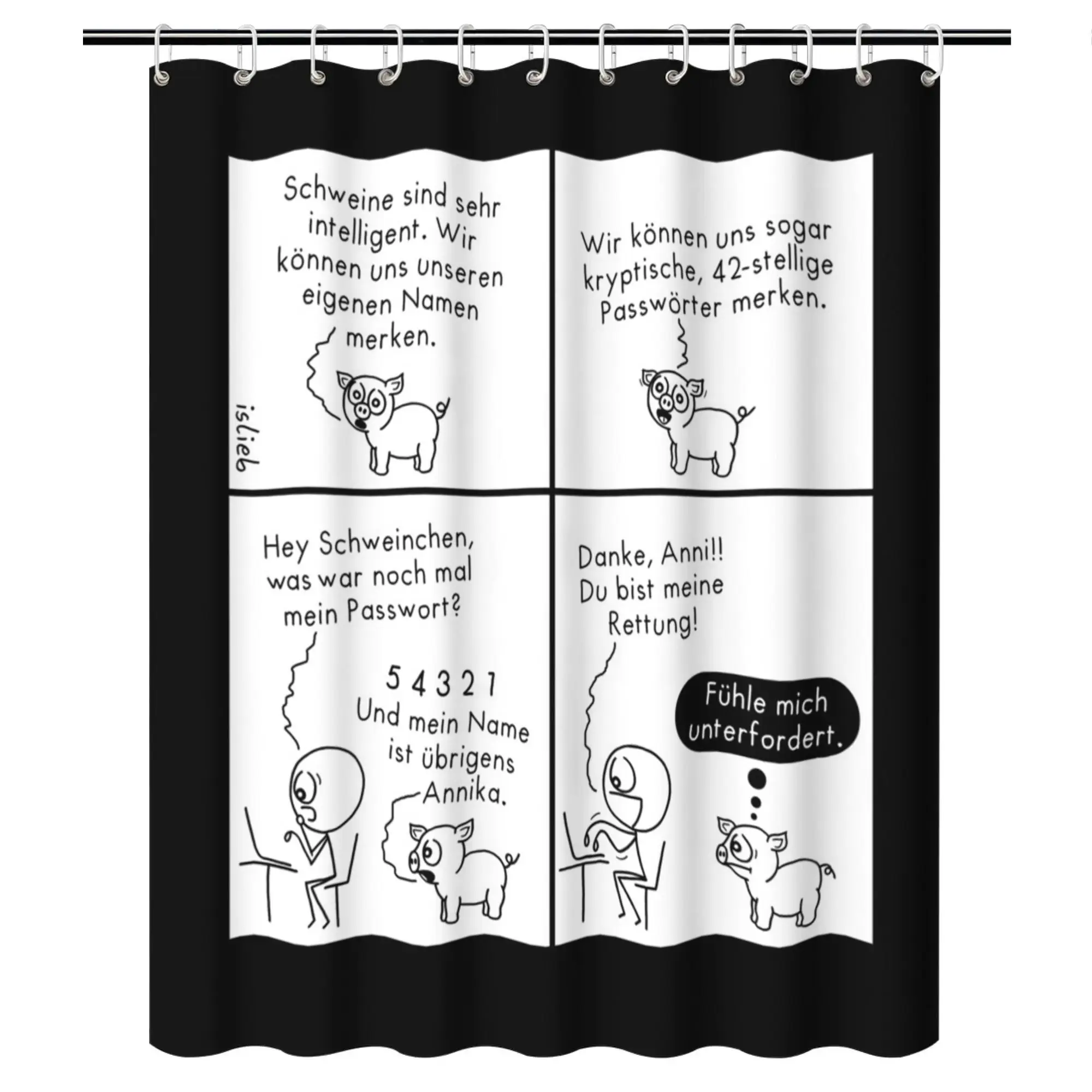 German Pig Comic Shower Curtain 