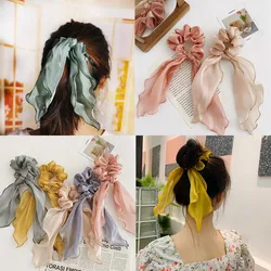 New Headwear Women Fashion Hair Tie Korean Style Satin Pearl Bow Long Ribbon Female Sweet Cute and Hair Accessories