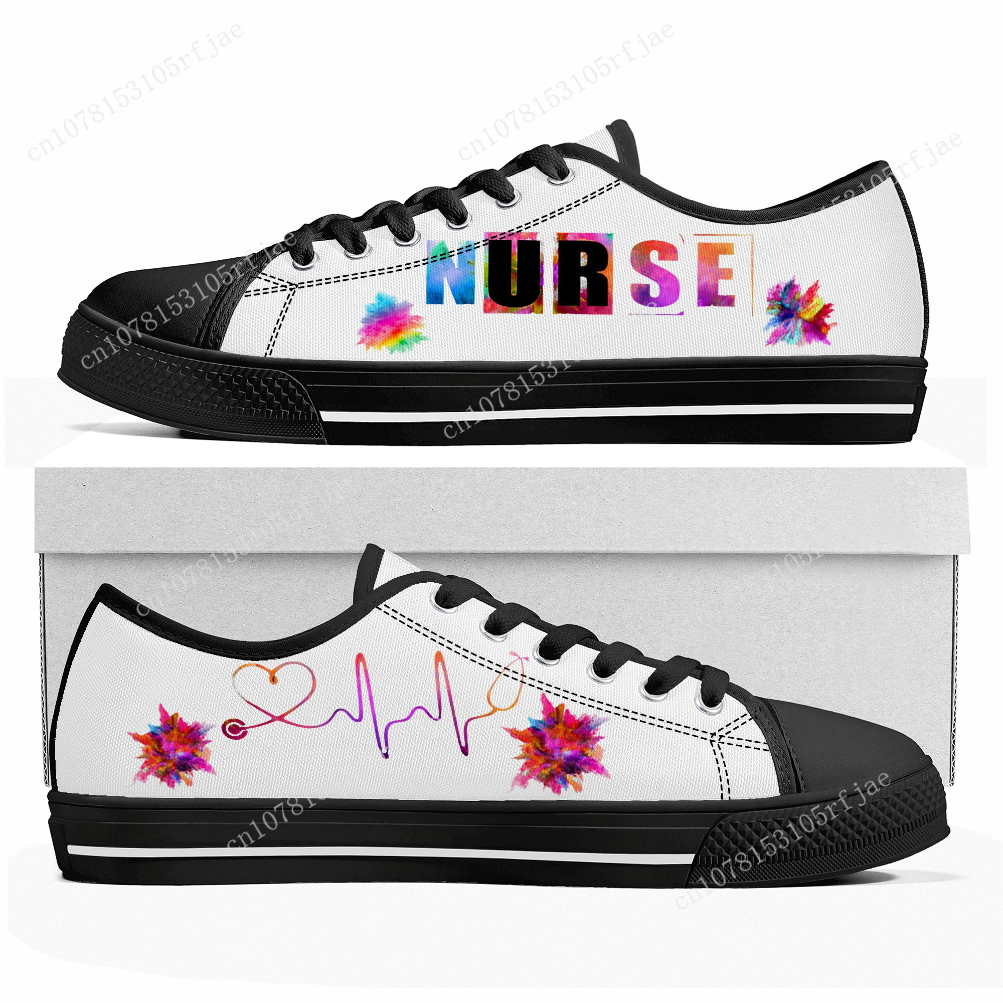 

New Nurse Shoes Heart Beat Brand Custom Low Top Sneakers Women Men High Quality Teenager Shoes Casual Tailor Made Canvas Sneaker