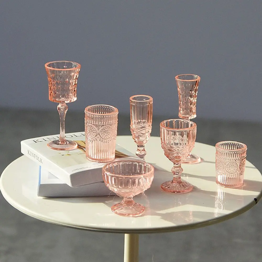 7PCS 1/6 Scale Miniature Wine Glass Multicolor Dollhouse Water Cup Creative Doll Kitchenware for Dollhouse
