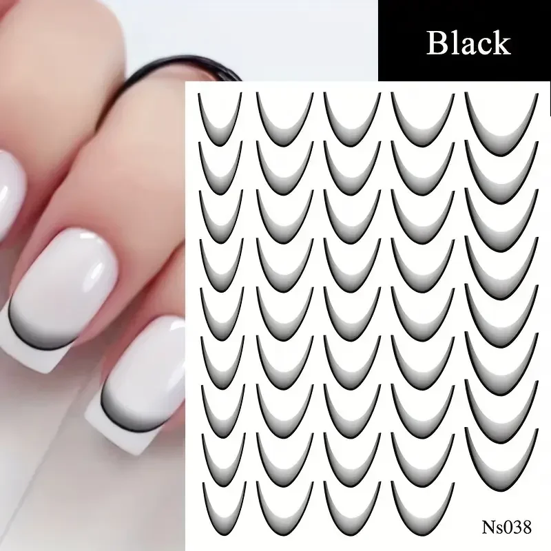 French Line Gradient Nail Sticker Self-Adhesive Plastic Strips with Glitter Art Decals Space-Themed Shimmery Finish for Nail DIY