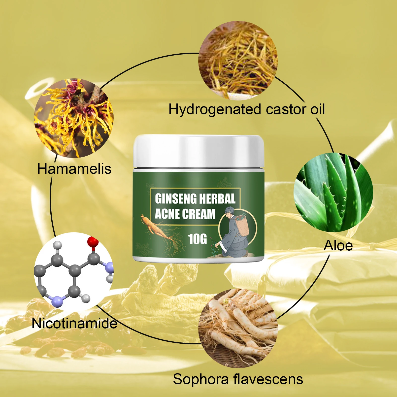 1/3/5/7pcs 50g Shrink Pores Oil Control Cream Moisturize Face Ginseng Herb Skin Care