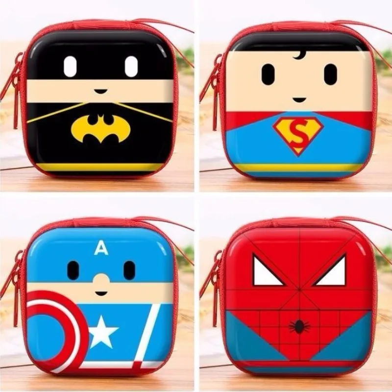 Marvel Spider-Man 아이언 맨 캡틴 아메리카 만화 애니메이션 어린이 지갑 소년 미니 헐크 틈새 동전 지갑 헤드폰 가방