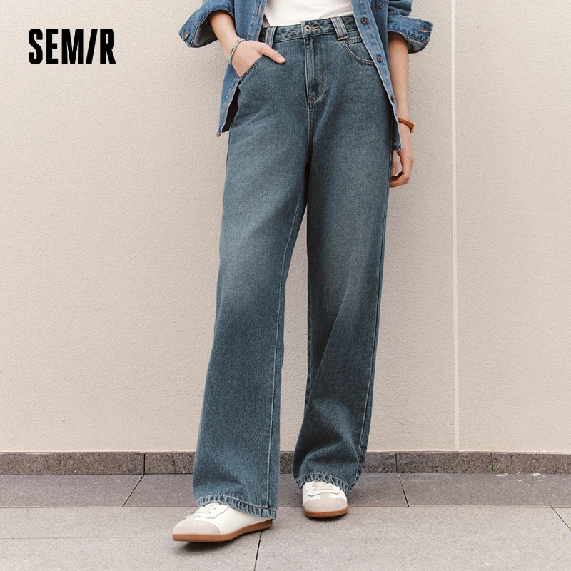 

Semir Jeans Women 2025 New Winter Style with Fleece-Lined Floor-Length Trousers Hong Kong Style Wide-Leg Trousers
