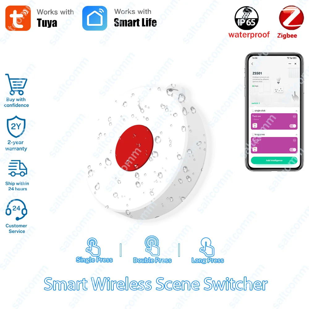 Tuya ZigBee Smart Button IP65 Home Appliance Automation Remote Controller Modes for DIY Wireless Automation Scene Switching