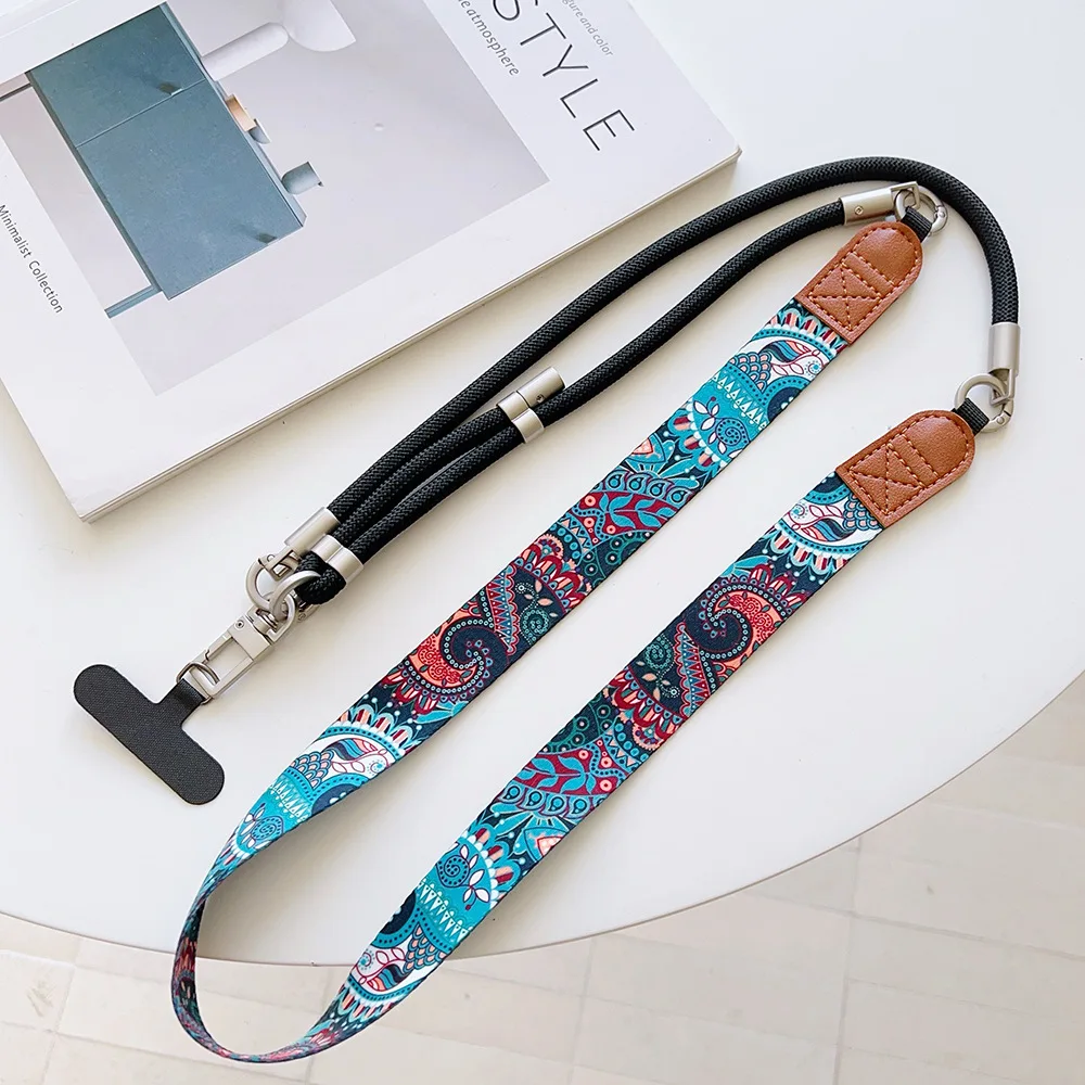 

Neck Lanyard Adjustable Retractable Phone Case Strap Crossbody Chain For iPhone 17 14 Pro Max Premium Vintage Totem Phone Strap
