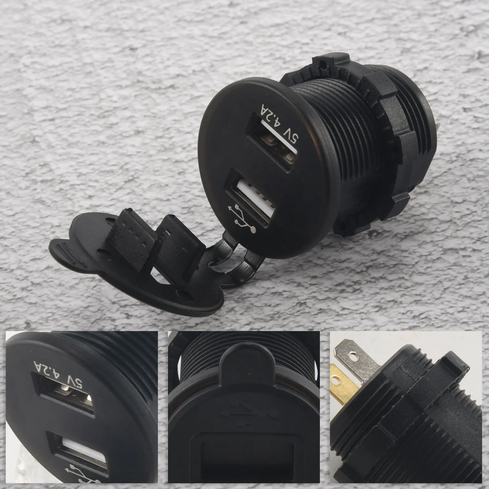 AEE5-USB مقبس السيارة 12 فولت شاحن سيارة 5 فولت 4.2A المزدوج USB شاحن سيارة مقاوم للماء سيارة محول السجائر محول مع LED الفولتمي الرقمي #3