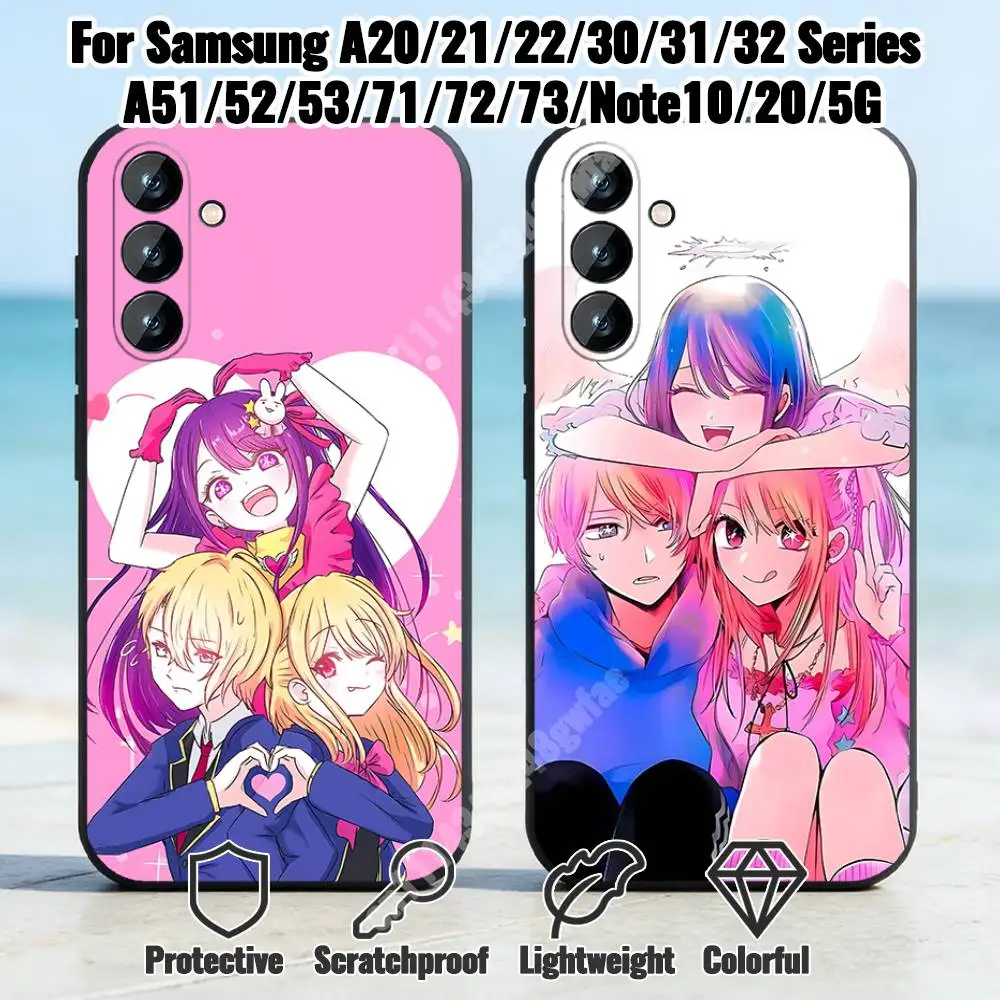 Oshi No Ko Ruby Aqua Phone Case for Samsung Galaxy A12 13 Note 10Pro 20Ultra A20 21 22 30 31 32 A71 72 TPU Cover