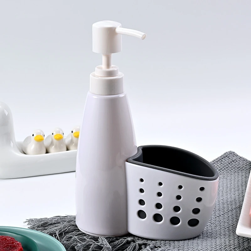 Multifunction Liquid Dispenser Home Detergent Storage Box Sponge Drain Rack Container Drainboard Soap Dish Organizer 2 In 1