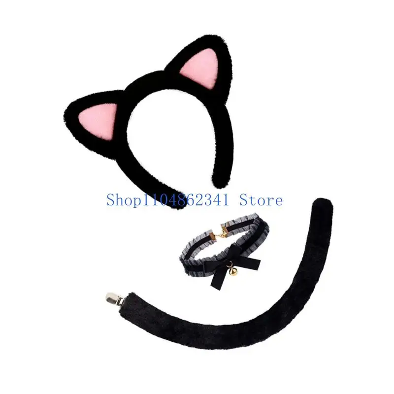 5asd crianças traje animal orelhas gatos bandana gargantilha tutu saia cauda conjunto gatos trajes acessórios para decorações