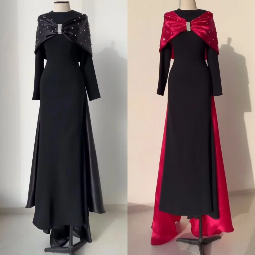 

Customized Jersey Bow Beading Trumpet Midi Dresses Bespoke Occasion Women's Evening Party Gown Classic Elegant High Quality