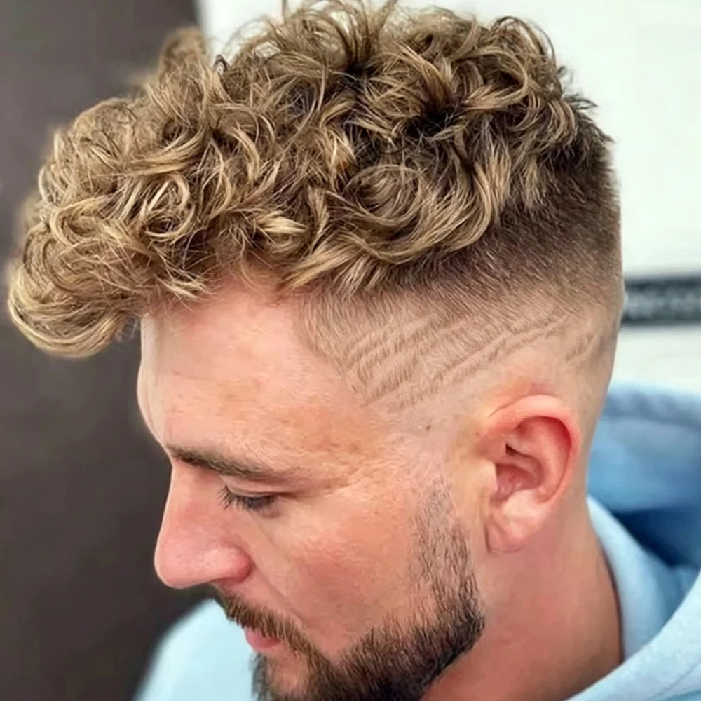 Unentdeckbare 28mm Locken # 550 1b80 Grau-Blond Micro 0,06mm Skin Vloop Echthaar-Toupet für Männer, Haarprothese, Haarteil – Detail 8