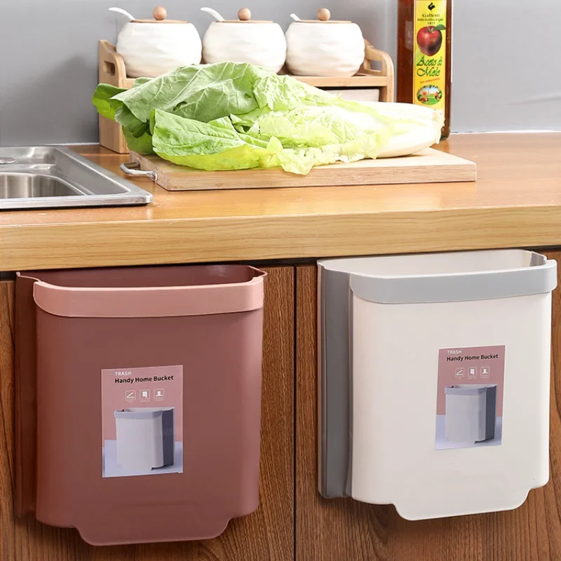 Folding Waste Bins Kitchen Garbage Bin, Foldable Car Trash Can, Wall Mounted Trashcan for Bathroom, Toilet Waste Storage Bucket