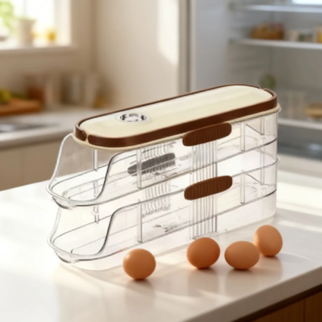 Compact Stackable 2-Layer Egg Storage Box Clear Transparent Organizer with Date Marker for Fridge Top Choice 2026