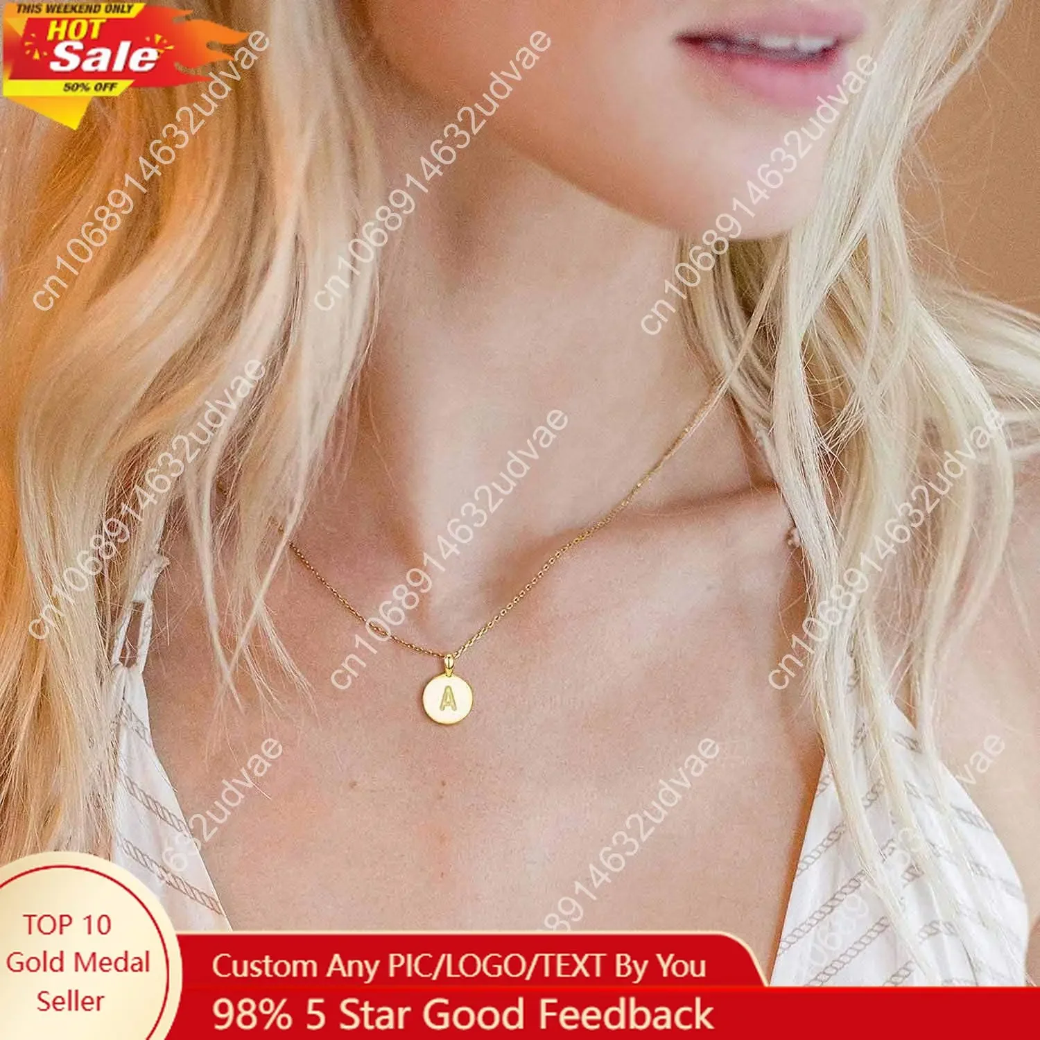 

14K Gold Plated Initial Letter Pendant Necklace for Women | Gold Alphabetical Initial Necklace