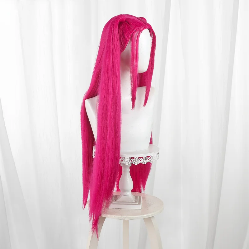 Anime KPop Demon Hunters Mira Cosplay peluca HUNTR/X Mira Cosplay pelo largo Rosa cola de caballo roja para fiesta de Halloween mujeres hombres
