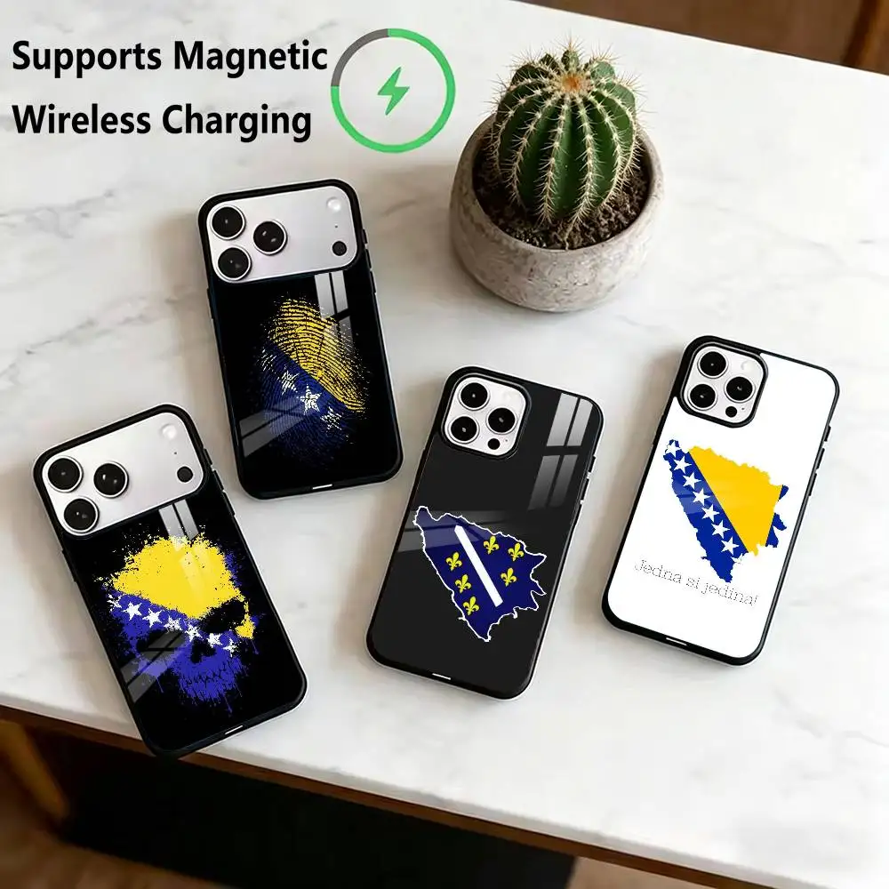 

Bosnia And Herzegovina Flag Phone Case For iPhone17,16,15,14,13,12,11 Plus,Pro Allows magnetic wireless charging