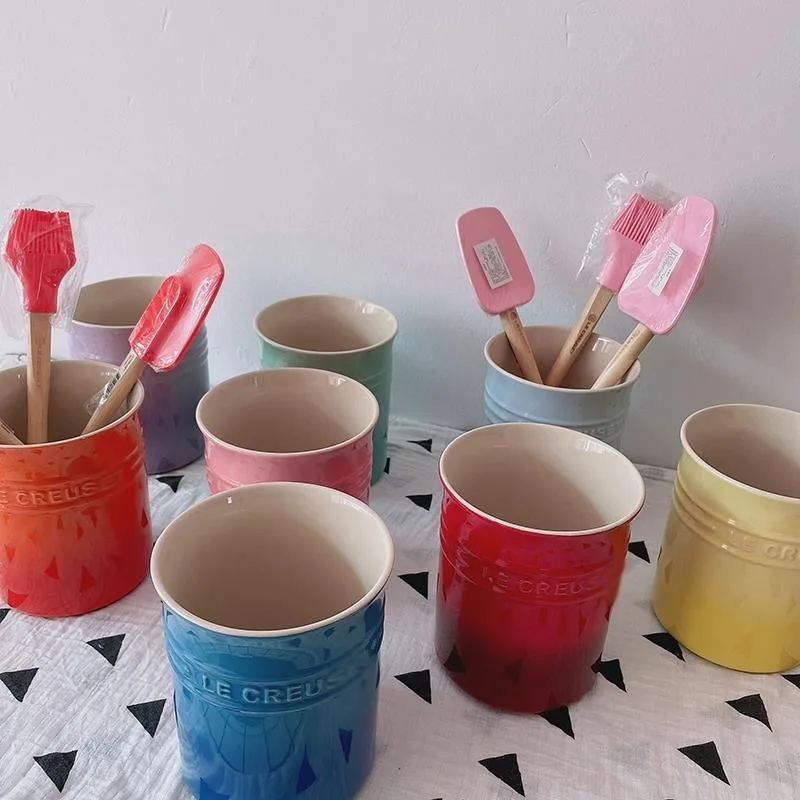 Macaron ceramic storage cup, kitchen tool storage bucket, desktop pen holder, multi-purpose practical ornament