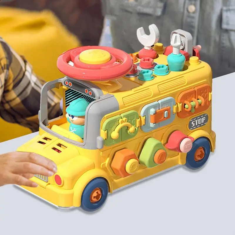 Busy Cube Toys Bus-Shaped Sensory Travel Toddler Cube Toys Fine Motor Skill Learning Activity Cube Toy For Home School Nursery