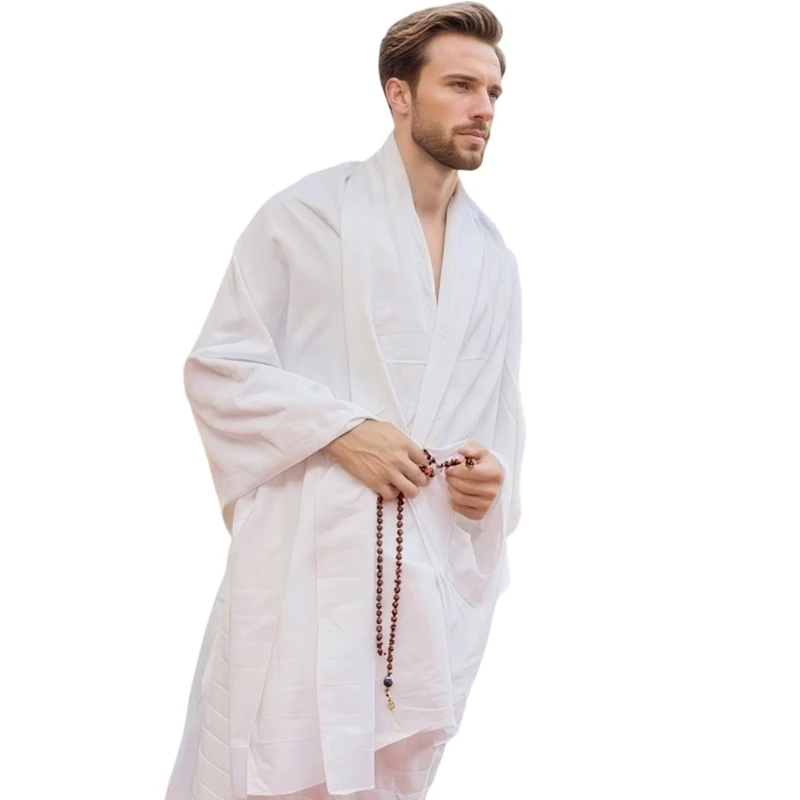 DXAE Men's Ihram Set Accent and Wrap Textile Set for Coordinated Daily Carry