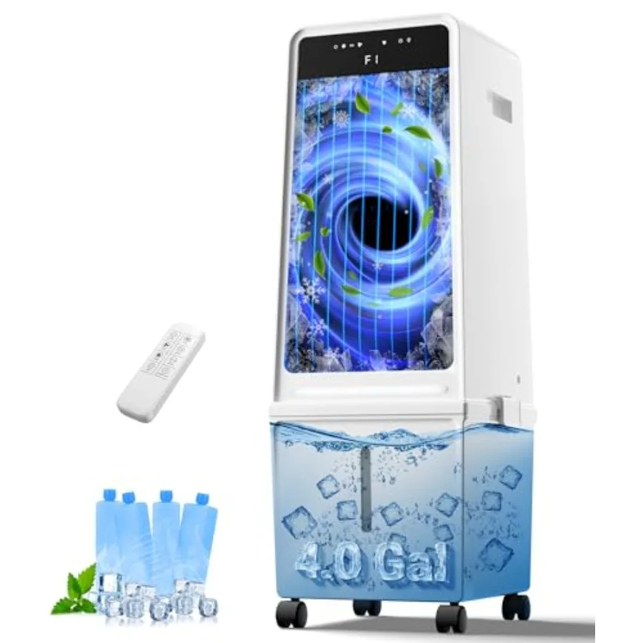 

Портативный безоконный кондиционер с отсоединяемым резервуаром на 4 галлона, 3-в-1: испарительный охладитель, вентилятор, светодиодная подсветка, таймер на 12 часов