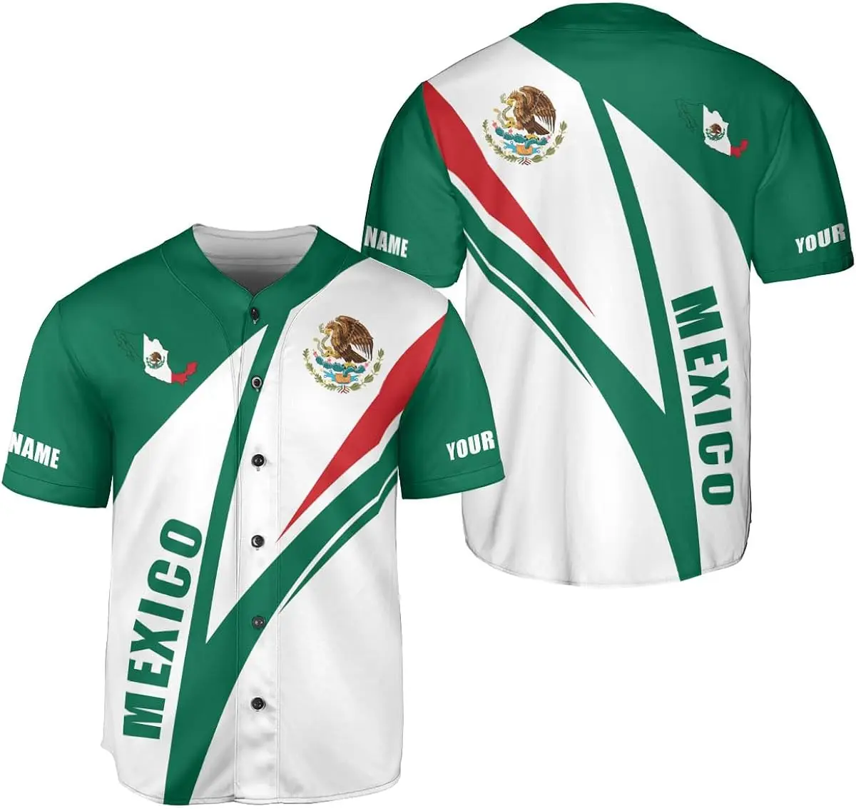 Custom Name Mexico Flag Badge Baseball Jersey Men\'s Women\'s Short Sleeve Jersey Men\'s Streetwear Short Sleeve Sports T-shirt